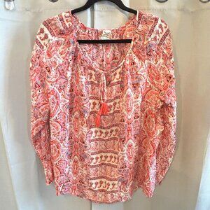 WOmens Patchwork Top Size XXL‎ Pink Paisley Boho Festival Hippie Floral 17538